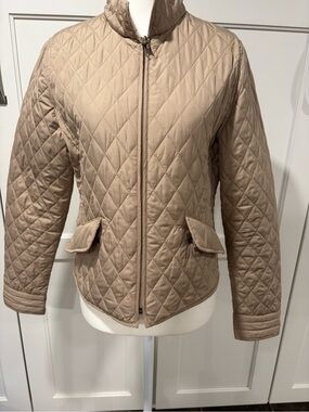 Fraternity Collection Quilted Zip-Front Puffer Jacket in Taupe